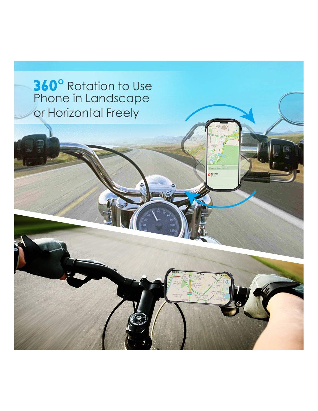 Support Téléphone Vélo, Support Téléphone Moto 360° Rotation