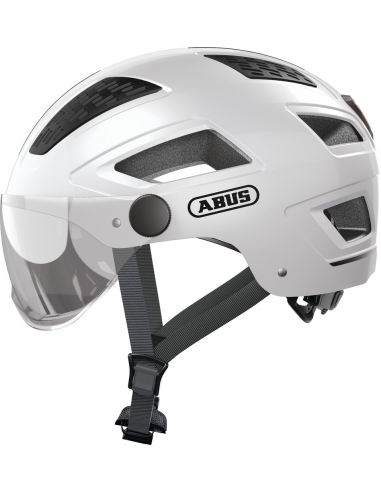 Casque ABUS Hyban 2.0 ACE Blanc avec LED Arrière et Visière